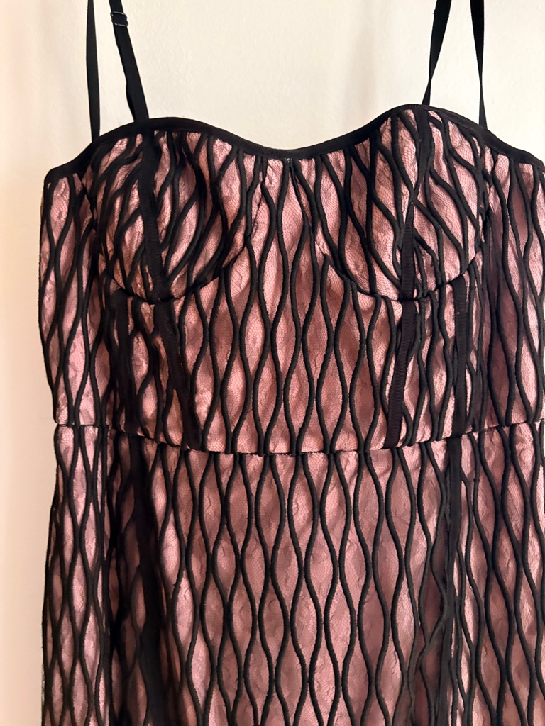 Manning Cartell Pink And Black Lace-Overlay Formal Dress — image 3 of 5